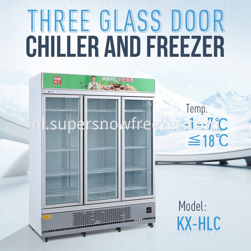 Supermarket Glass Door Chiller Upright Freezer Showcase3